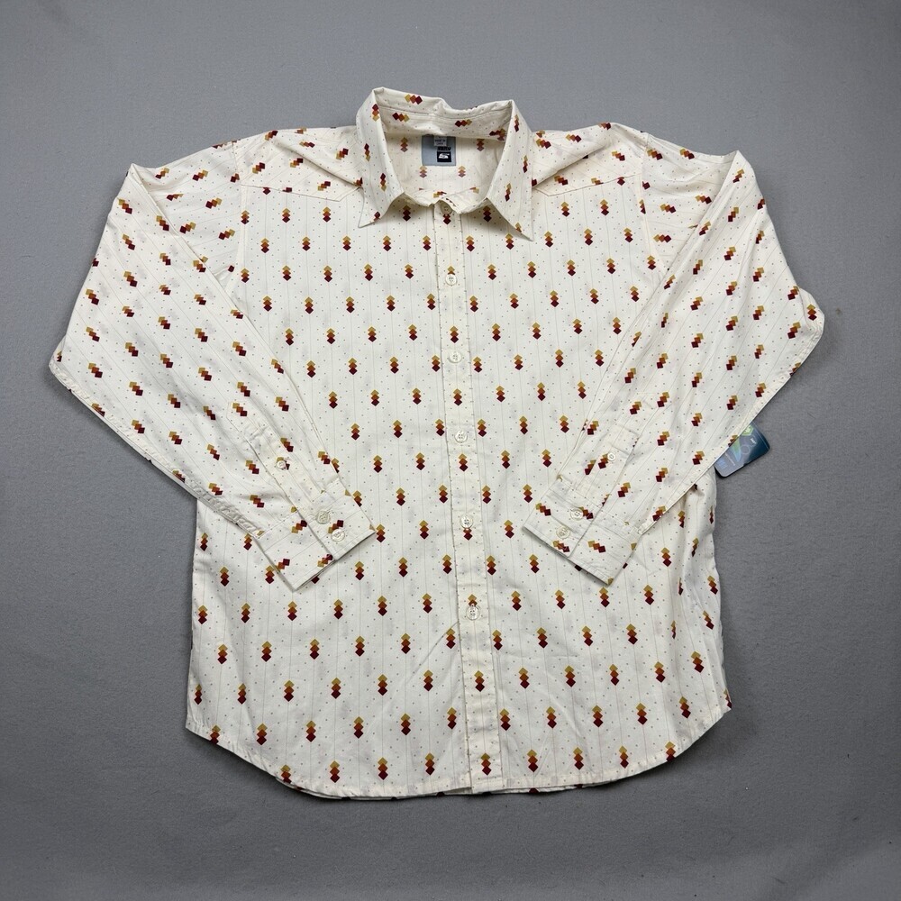 NWT Salty Men’s Button Up Shirt Large Retro Geometric Print Long Sleeve Y2K